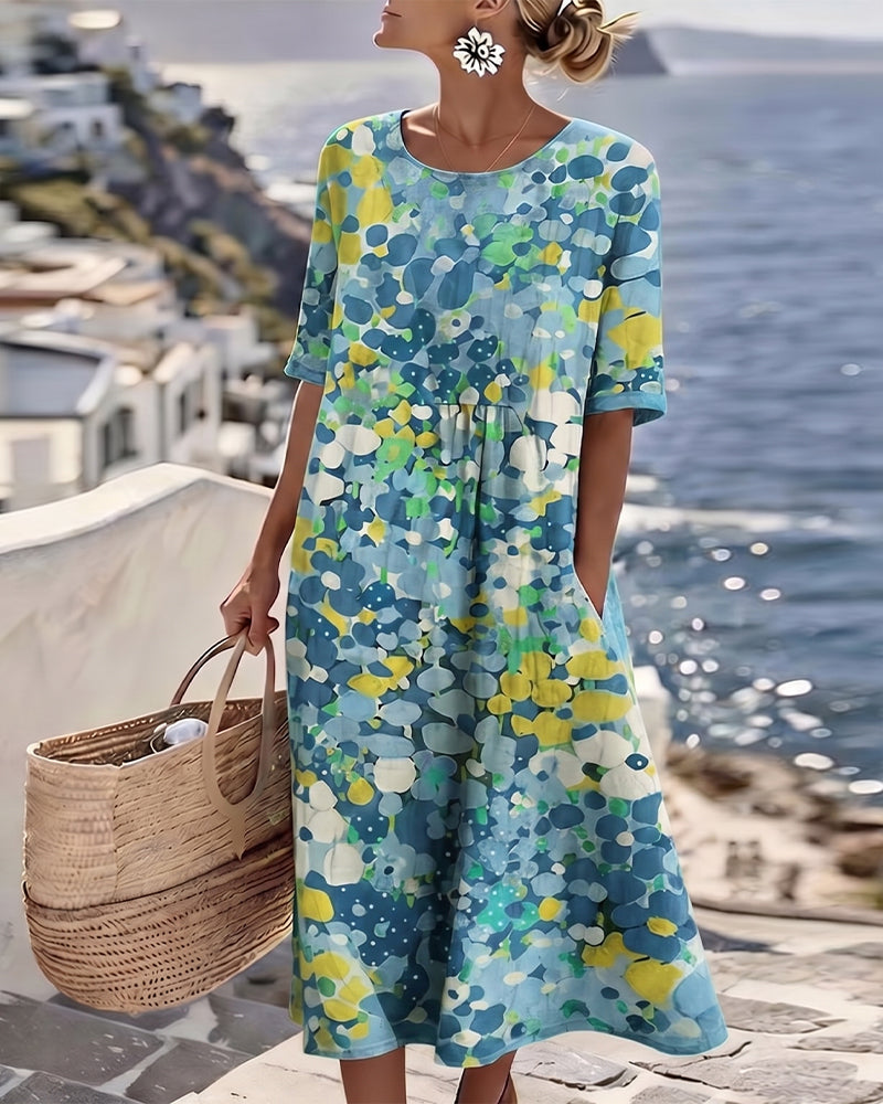 ELENA™ | Vestido Midi Floral de Elegancia Atemporal