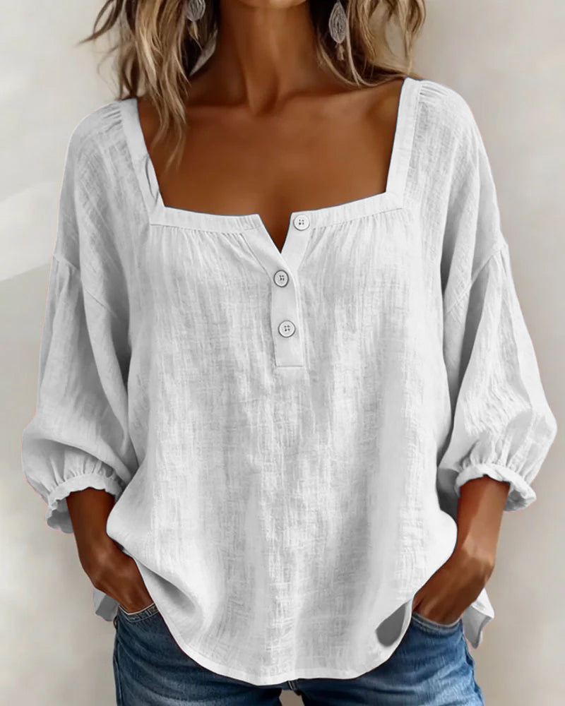 PAULA™ | Blusa Elegante de Escote Cuadrado y Corte Refinado