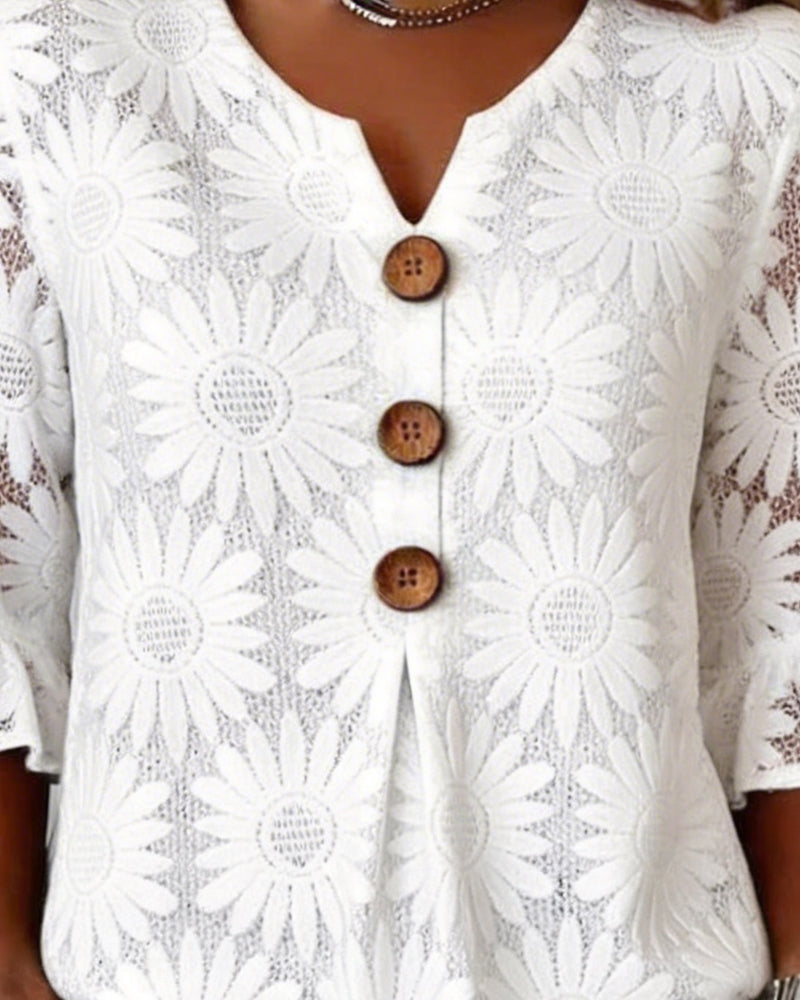 FLORÉA™ | Blusa Elegante con Volantes y Diseño Floral Refinado