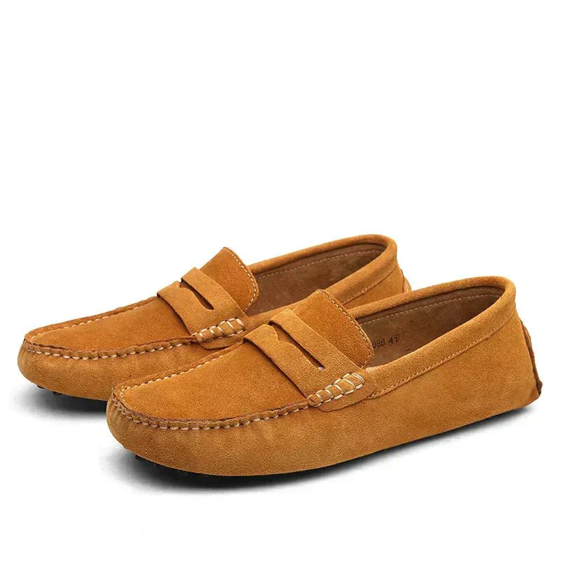 CAZEL™ | Mocasines de Ante Cosidos a Mano — Estilo Italiano