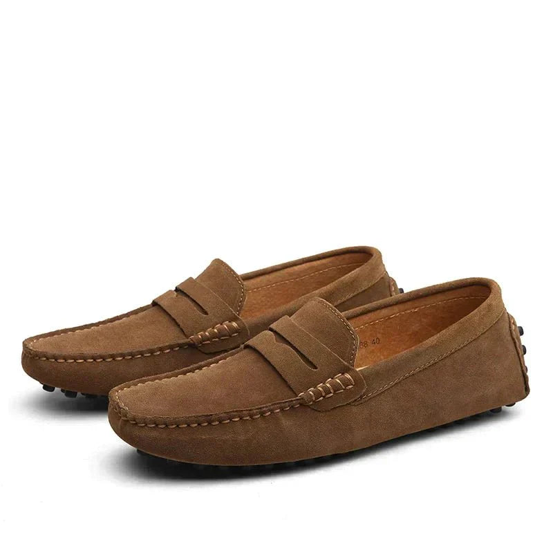 CAZEL™ | Mocasines de Ante Cosidos a Mano — Estilo Italiano
