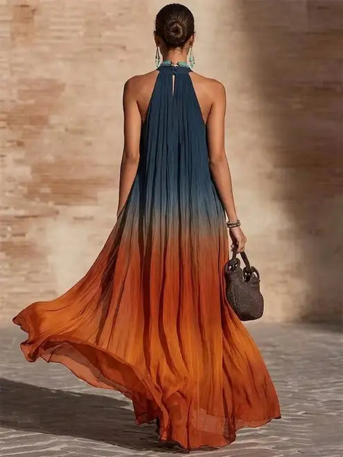 PAULA™ | Vestido Largo Halter Degradado