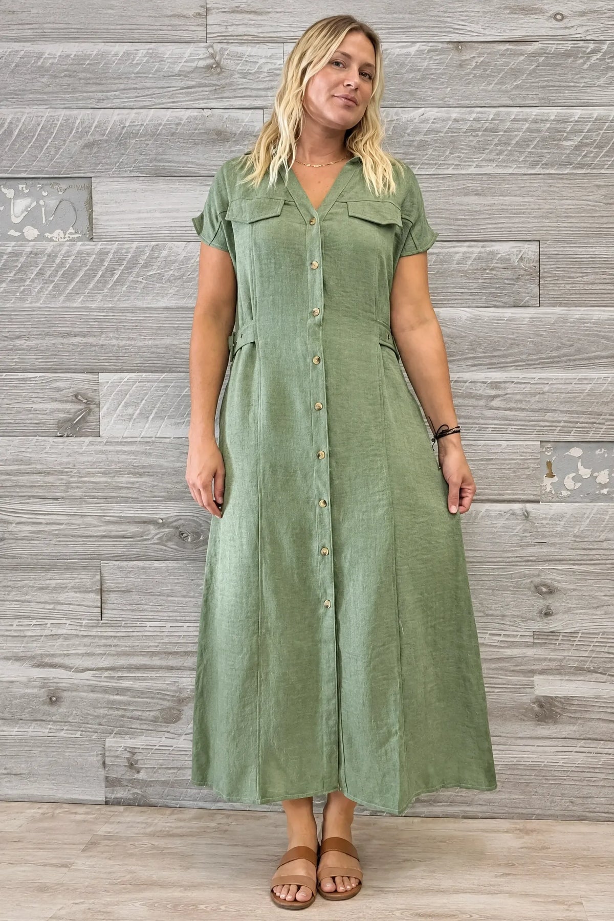 Olivia™ | Vestido camisero largo con botones