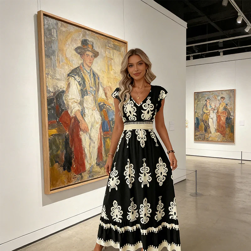 Candela – Barockes Maxikleid mit V-Ausschnitt