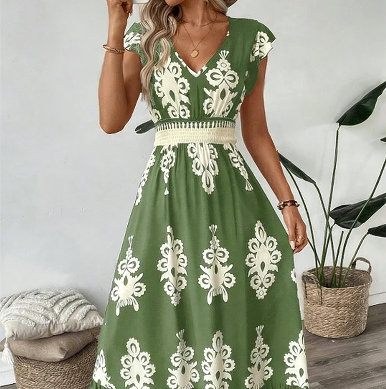 Candela - Vestido maxi barroco con escote en V