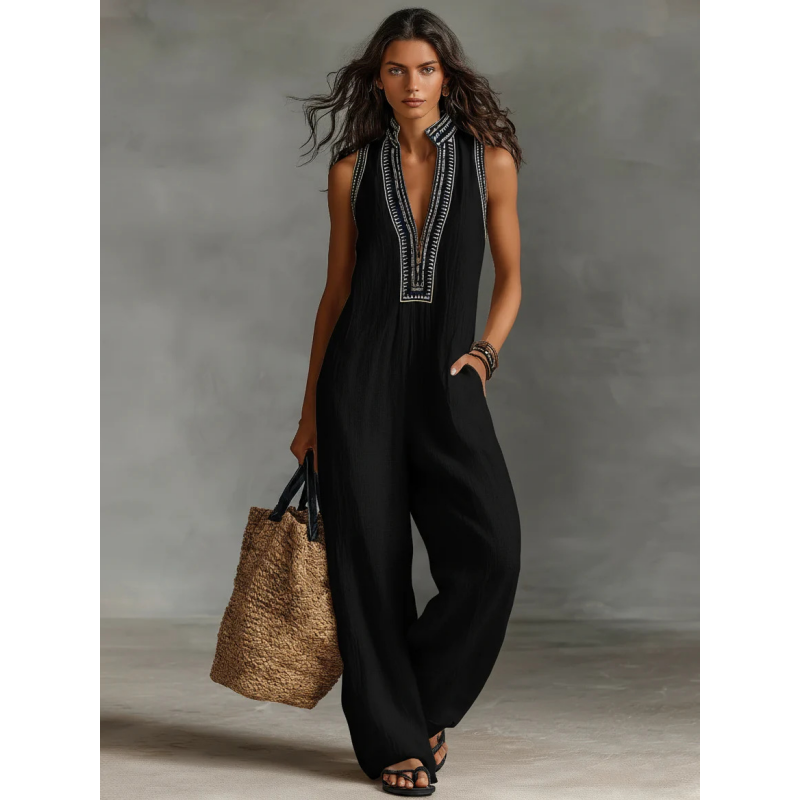 PAULA™ | Sleeveless Flowy Jumpsuit with V-Neck
