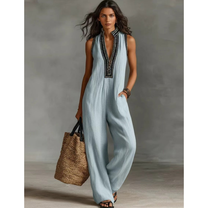 PAULA™ | Sleeveless Flowy Jumpsuit with V-Neck