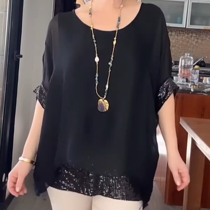 ÉLARA™ | Blusa de Estilo Refinado con Brillo Sutil y Caída Perfecta