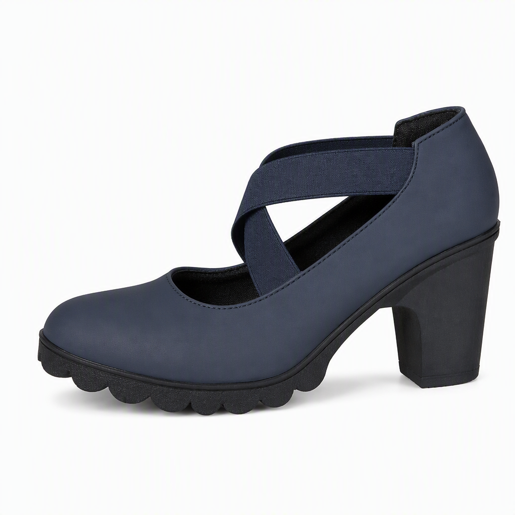 Elena™ | Tacones con tiras elásticas cruzadas y punta redonda