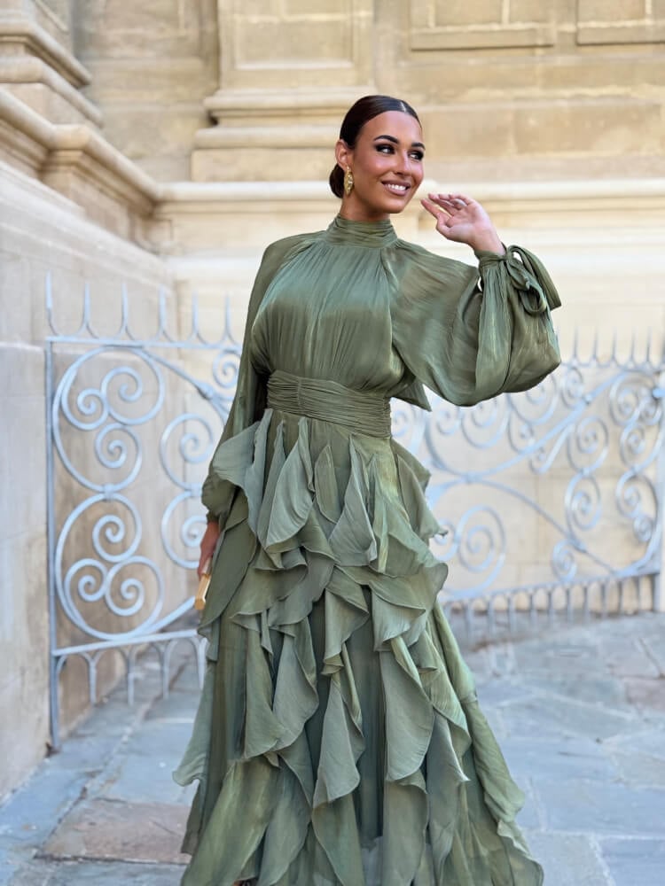 Esmeralda™ | Vestido largo de gasa con volantes