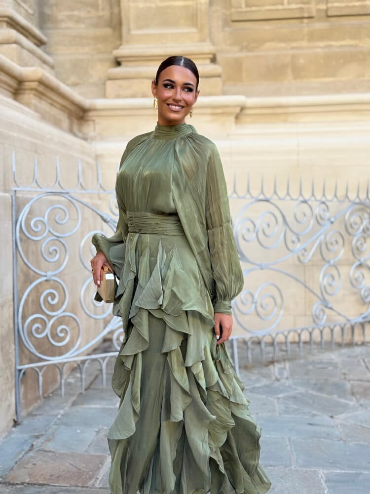 Esmeralda™ | Vestido largo de gasa con volantes