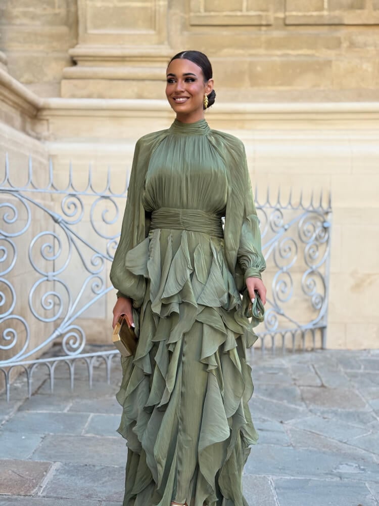 Esmeralda™ | Vestido largo de gasa con volantes
