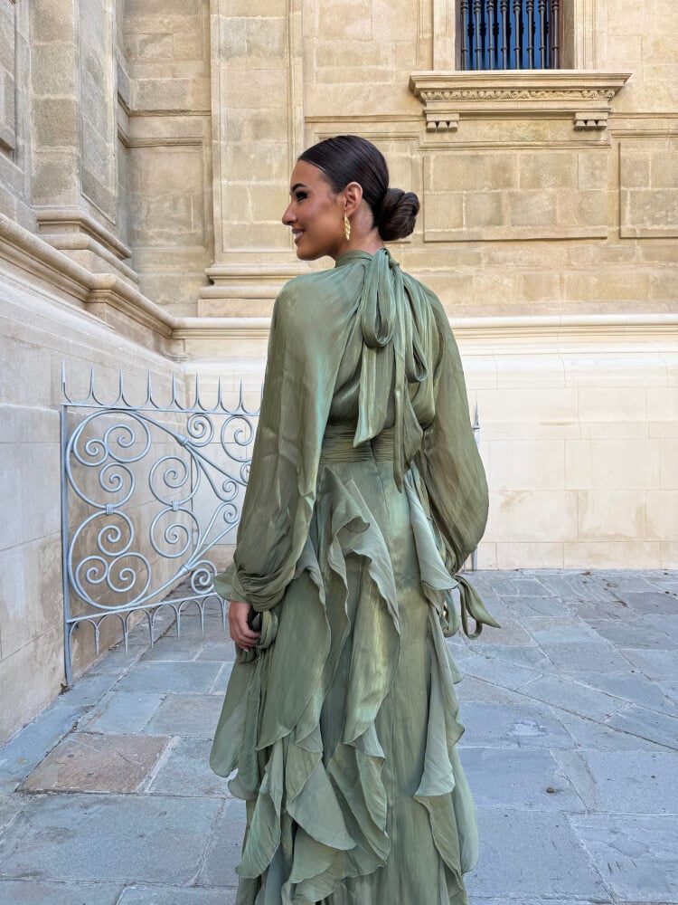Esmeralda™ | Vestido largo de gasa con volantes