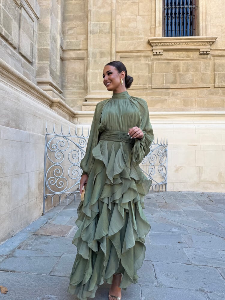 Esmeralda™ | Vestido largo de gasa con volantes