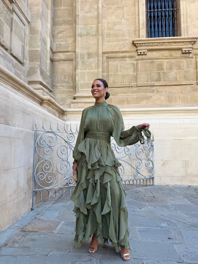 Esmeralda™ | Vestido largo de gasa con volantes