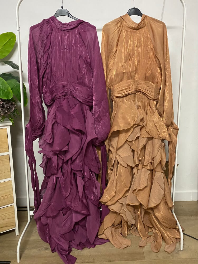 Esmeralda™ | Vestido largo de gasa con volantes